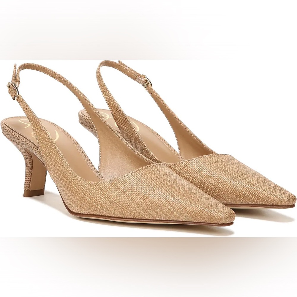 Sam Edelman Bianka Slingback in raffia tan, sold out color. Size: 7 New in Box